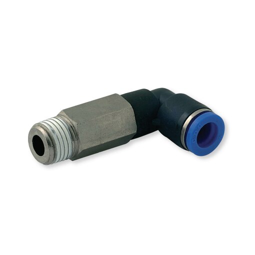 Raccord polymère coudé fileté long mâle BSP 3/8 x Ø8